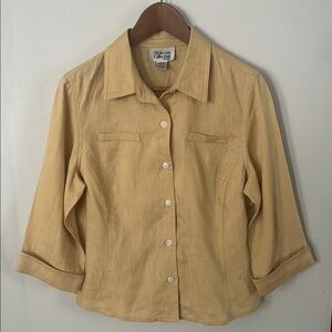 Style & Co Collection Beige Button-Up Blouse Sz 10P